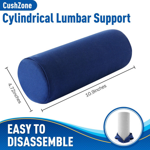 Cojin Respaldo De Espuma Viscoelastica Apoyo Lumbar Azul Azul Liso