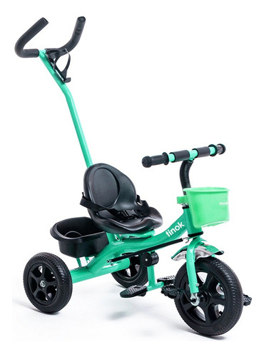 Triciclo Infantil Con Manija Extraíble Y Canasto - Tinok Color Verde Claro