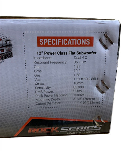Woofer Rock Series Rks-pss12 De 12 Pulgadas Color Negro