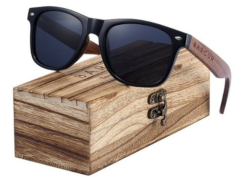 Lente Gafas Sol Polarizada Madera Uv400 Unisex Barcur Bc8700