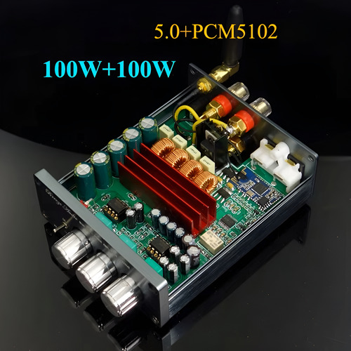 Amplificador Bluetooth 2x100w Hifi Premium Aux In Potencia Plateado 200 W