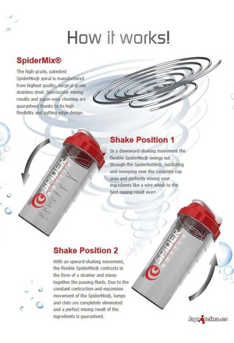 Imagen 7 de 8 de Vaso Mezclador De Proteínas Graduado Spider 500ml Crazy
