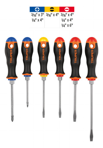 Juego De 6 Desarmadores Mango Comfort Grip Truper