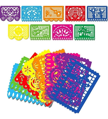 1 Gift 6 Papel Picado Mexicano Plastico Boda Decorativos