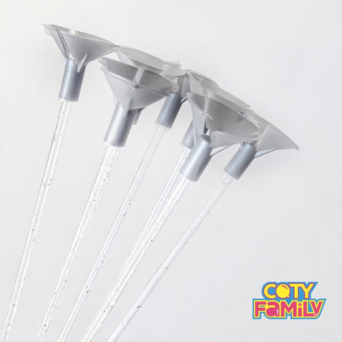 Imagen 2 de 3 de Palito Porta Globo Destello Plata 36 Cm De Largo X 25 U