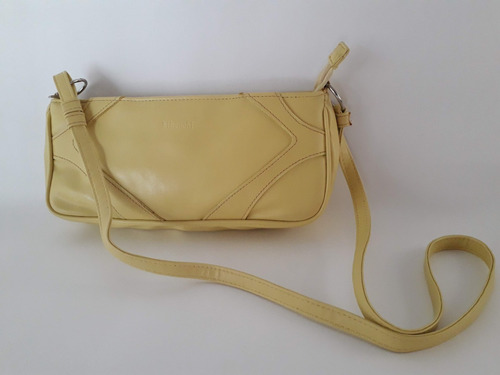 Cartera Bandolera Minibag En Cuero Amarillo Limón -leer