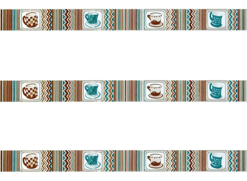 Guardas Acuarela Friso Cups Tea Marron 4.5x50cm