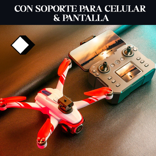 Drone C/ Camara C. Remoto Pantalla Luces Sensor Profes K15 Negro