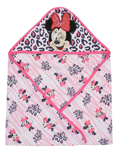 Toalla Con Capucha Fucsia Minnie Animal Print