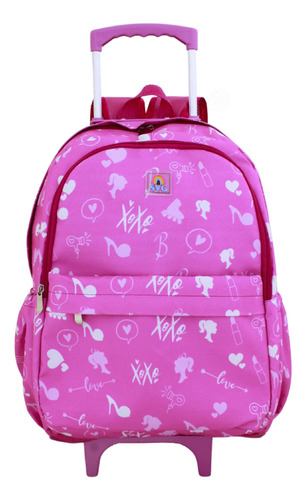 Mochila Escolar Rodinhas Svg Feminina Espaçosa Reforçada Cor Rosa-chiclete Desenho do tecido Boneca - 2 hates