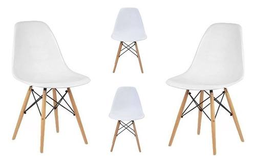 Kit 4 Cadeiras Charles Eames Eiffel Pé Palito - Allight Cor Da Estrutura Da Cadeira Branca