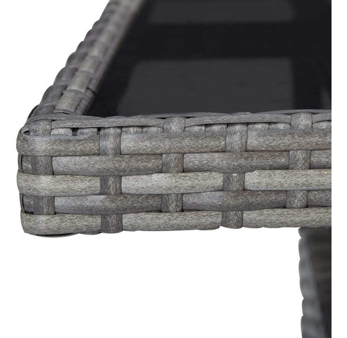 Mesa De Comedor Al Aire Libre, Ratán Gris Y Vidrio Modelo1