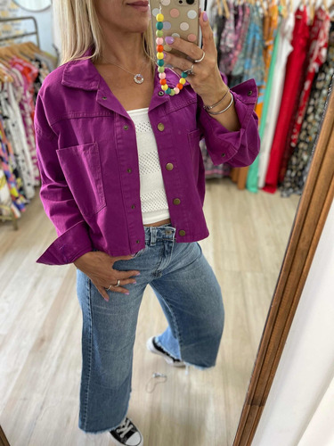 Imagen 6 de 10 de Campera Oversize Corta Camel Fucsia Negro The Big Shop