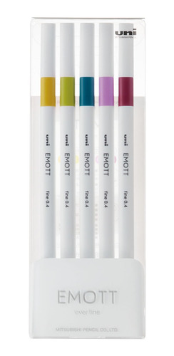 Set Tiralíneas Uniball Emott Pem-sy N°8 X5 Colores