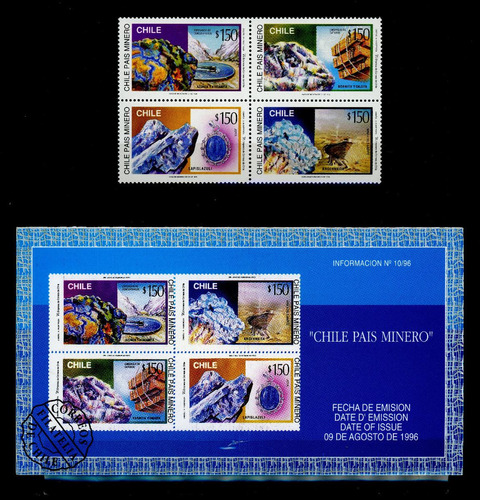 Sellos Postales De Chile. Chile País Minero. 4 Sellos. 1996.