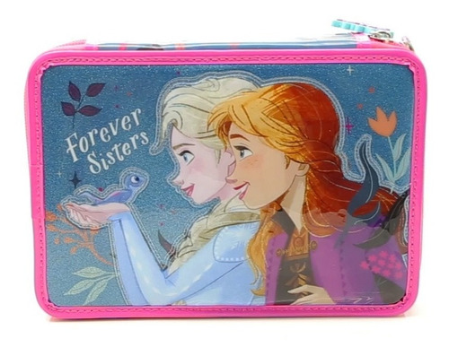 Imagen 2 de 8 de Cartuchera 2 Pisos Disney Frozen Pvc Con Utiles Lic Original