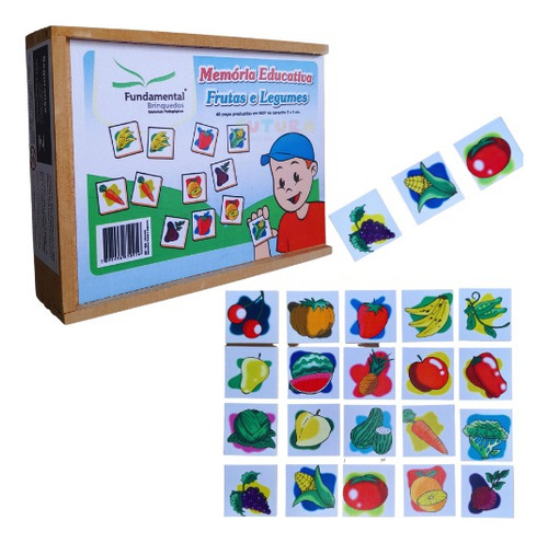 Jogo De Memória Infantil Educativo Frutas E Legumes 40 Peças