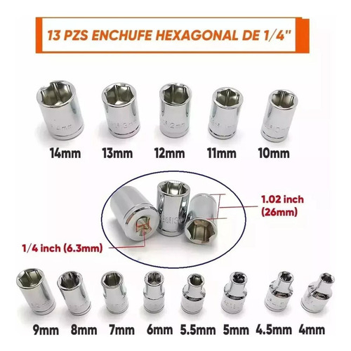 Juego Herramientas Mecánicas Dados Kit 46pcs