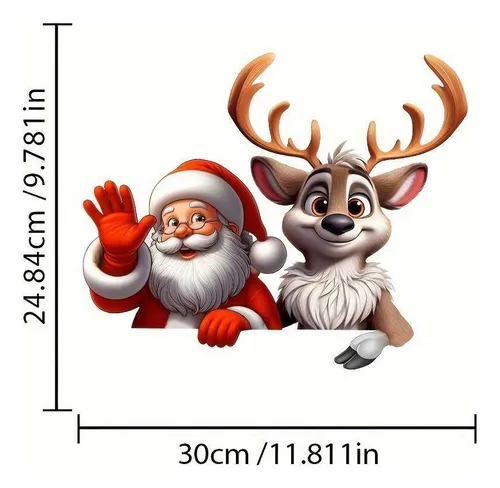 Adhesivo Navideño Con Forma De Alce De Papá Noel Para La Ven
