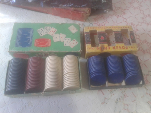 Antigua Cajas De Fichas Para Poker Naipes