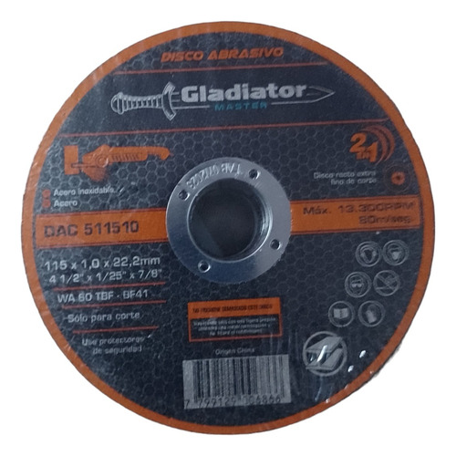 25 Discos De Corte Amoladora Gladiator Master 115 X 1.0mm 