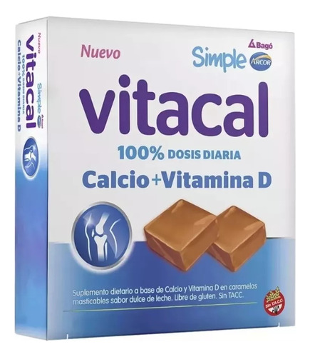Caramelo Simple Vitacal Calcio Vitamina D 480g 60u Arcor