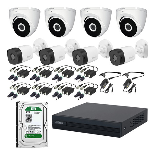 Kit Video Vigilancia 8 Cámaras 1080p Dahua Cctv 3tb Baluns