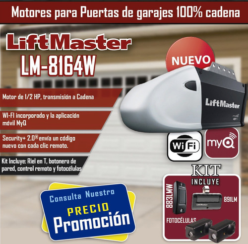Imagen 2 de 8 de Motor Para Puerta De Garaje Liftmaster 8164 1/2hp Myq