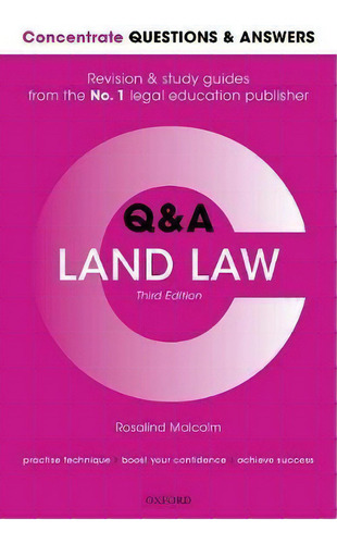 Concentrate Questions And Answers Land Law : Law Q&a Revision And Study Guide, De Rosalind Malcolm. Editorial Oxford University Press, Tapa Blanda En Inglés