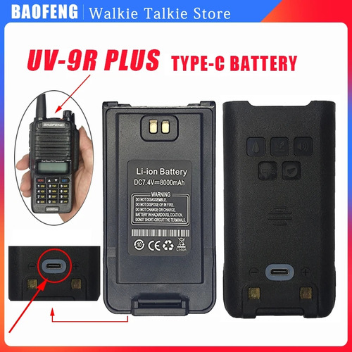 Bateria Radio Baofeng Uv9r Plus Pro Salida Tipo C + Cable