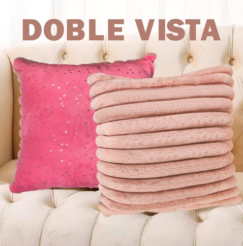 Set 2 Pzs Cojines Decorativos Doble Vista Para Hogar Suaves Fucsia Rayas