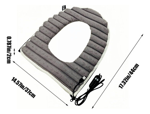 Funda De Asiento De Inodoro Calefaccionada Usb Felpa Suave Gris Nombre Del Diseño