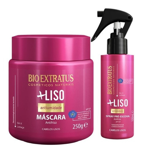 Kit Mais Liso Spray 100ml + Máscara 250g Bio Extratus
