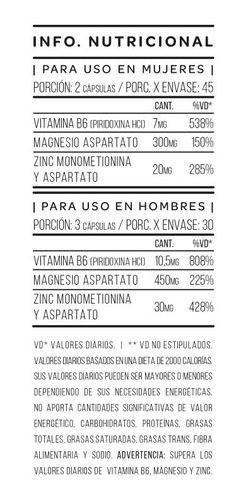 Imagen 2 de 2 de Zma Star Nutrition Zinc Magnesio Y Vitamina B6 X 90 Capsulas Sabor Sin Sabor