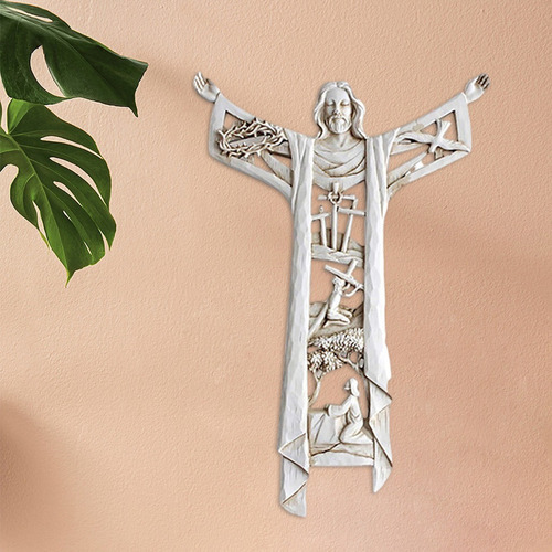 Escultura Oración Crucifijo Pared Cruzada