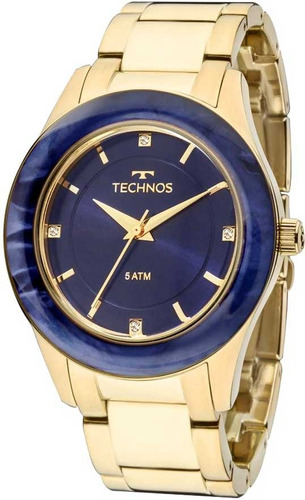 Relógio Technos Feminino Elegance St. Moritz - 2036mgk/4a Cor da correia Dourado Cor do bisel Azul Cor do fundo Azul