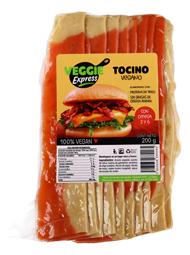 Tocino Vegano Rebanado 200 G Veggie Express