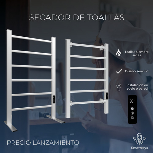 Toallero Eléctrico Secatoallas Baño Con Timer Y Temperatura