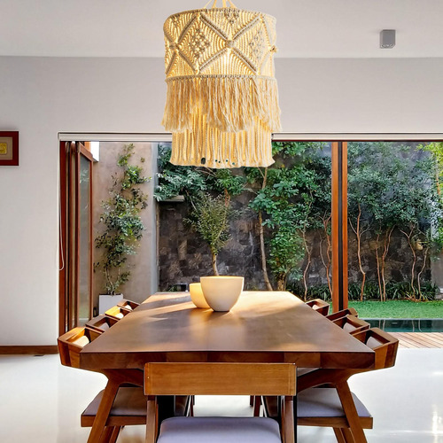 2x Cubierta De Lámpara Colgante Tejida De Macramé, Estilo