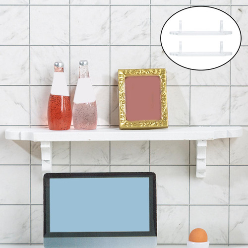Estante De Pared De Casa De Muñecas De 2 Piezas, Muebles En