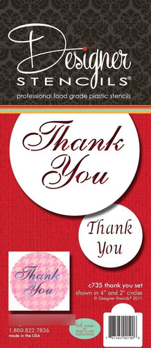 Designer Stencils C735 Thank You Cookie Cupcake Stencil