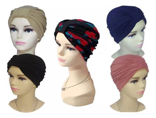 New 5 Turbantes Gorro Dama De Algodón Seda, Oncológico,