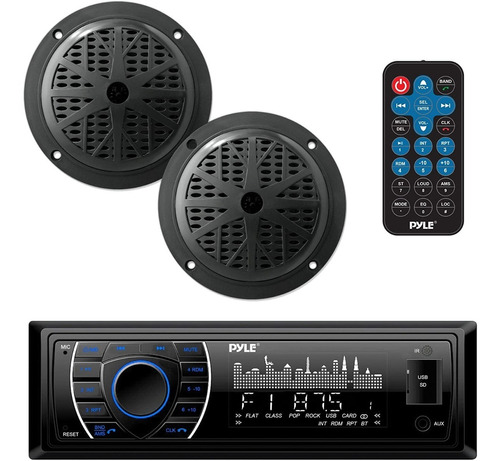 Estereo Marino Pyle Y Bocinas Bluetoo/mp3/usb/aux Plmrkt46bk