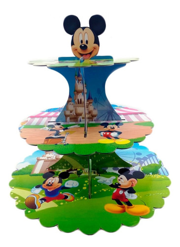 Torre Para Cupcakes Y Postres 3 Niveles Modelo Mickey