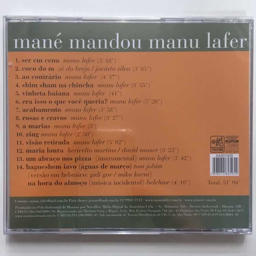 Cd - Manu Lafer - ( Mané Mandou ) - Zing