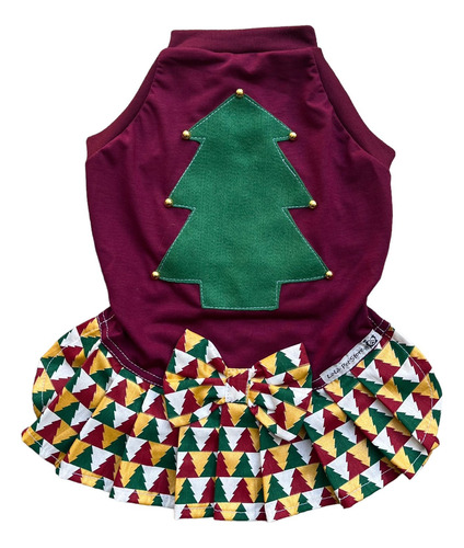 Roupas Cães Cachorro - Fêmea - Natal Bordô Arvore - Pet