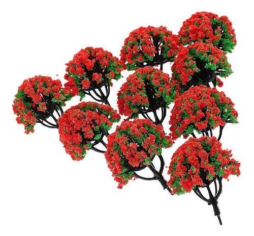 10 Piezas Modelo Árboles De Flor Para De Diorama Rojo Rojo