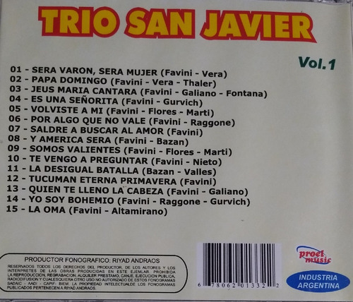 Trio San Javier Cd 100% Nuevo Original 15 Grandes Éxitos
