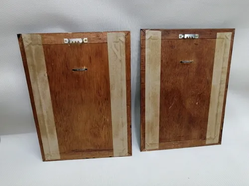 Cuadro Japonés Antiguo En Madera Y Ceramica Al Oleo Relieve (Usado)