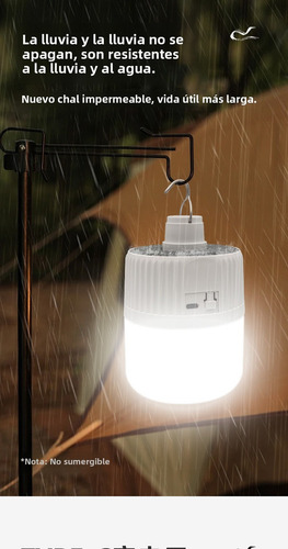 Lámpara Recargable Solar Linterna Led Acampar 2 Unit Shinefuture HWTYCD2400X2 blanco